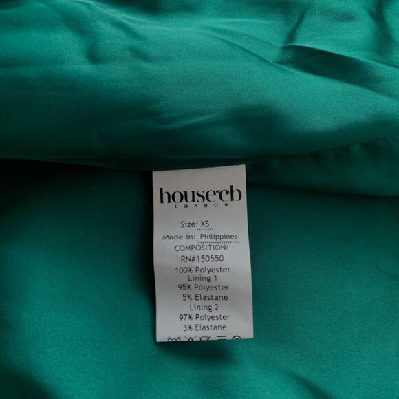 HOUSE OF CB Loretta Emerald Green Off Shoulder Draped Corset Silk Satin Dress - Picture 5 of 15